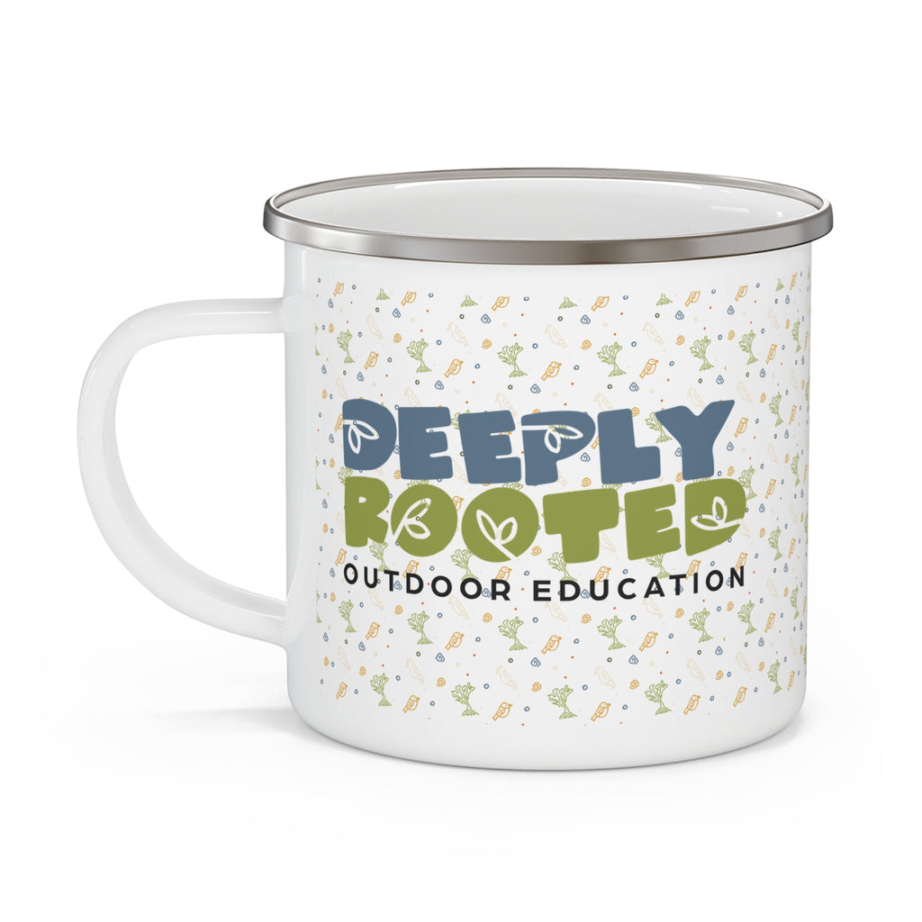 Enamel Camping Mug — Deeply Rooted Outdoor Education Logo Camp Cup