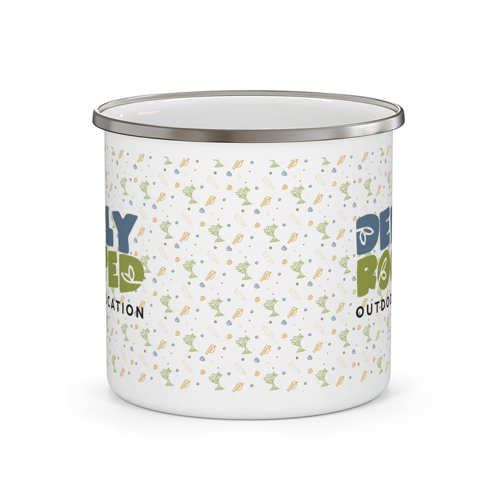 Enamel Camping Mug — Deeply Rooted Outdoor Education Logo Camp Cup