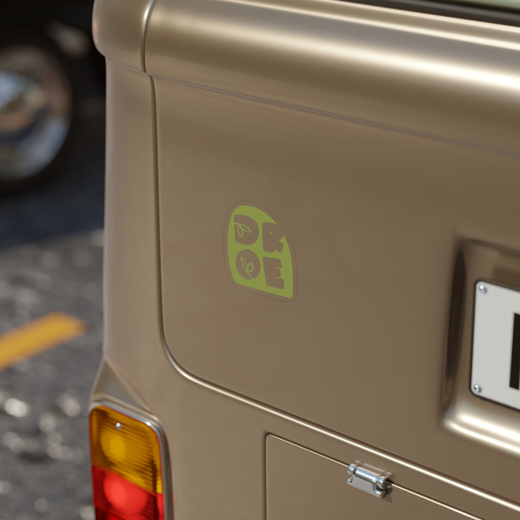 Green 'DROE' Eco Vibes Die-Cut Sticker - Outdoor Transparent Vinyl