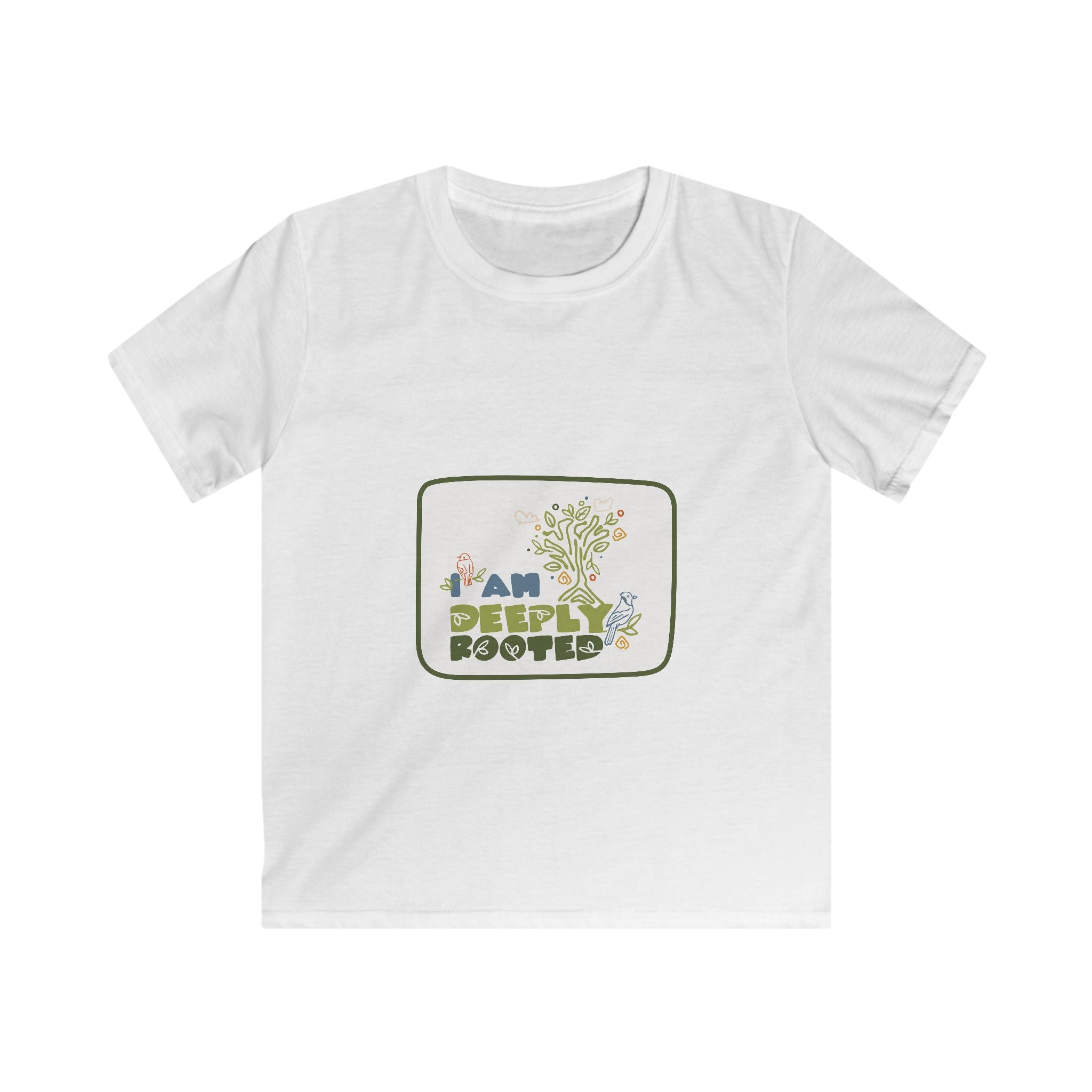 Kids Tee — "I Am Deeply Rooted" Tree Graphic Eco Kids Shirt