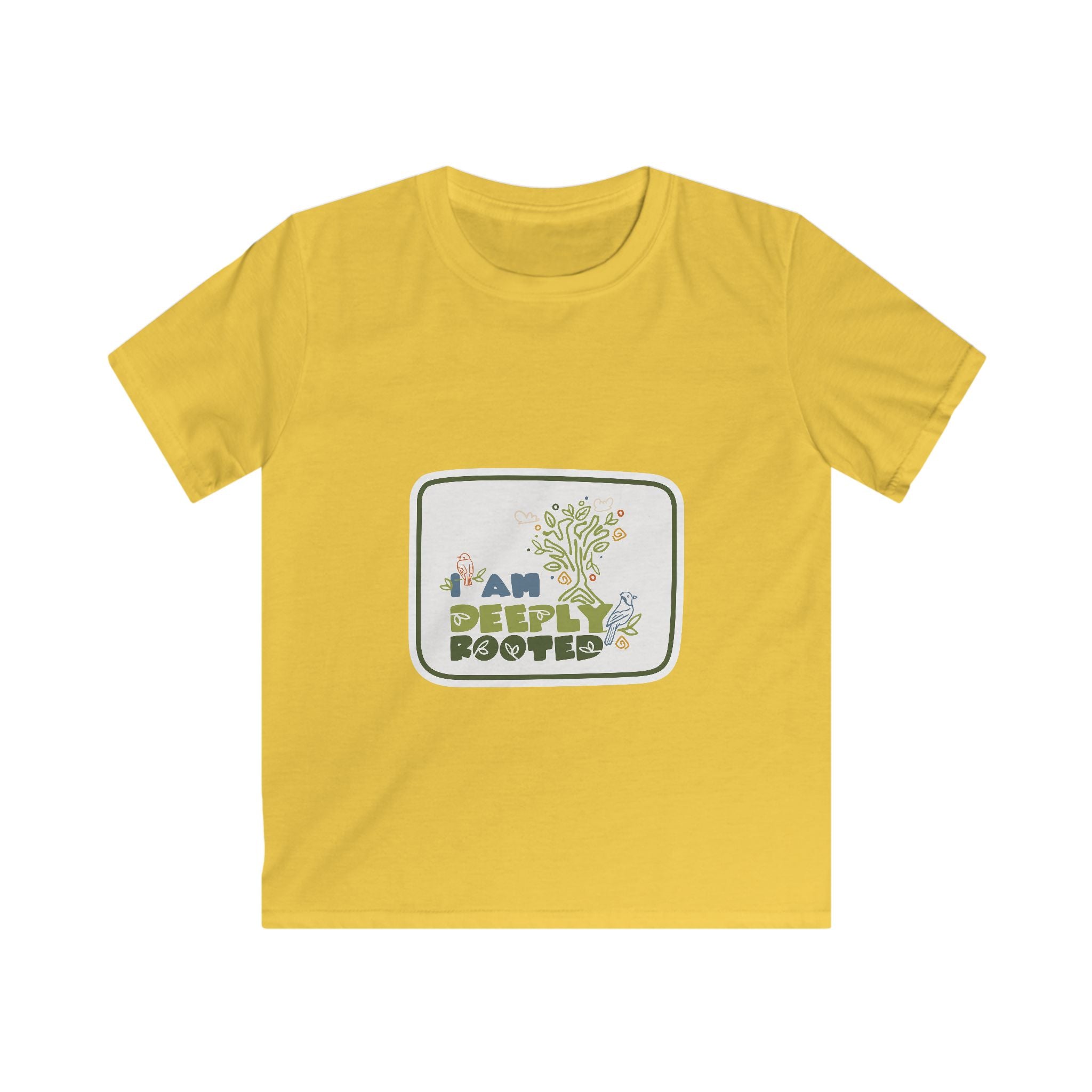 Kids Tee — "I Am Deeply Rooted" Tree Graphic Eco Kids Shirt