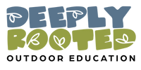 Logo for 'Deeply Rooted Outdoor Education' with blue and green text on a white background