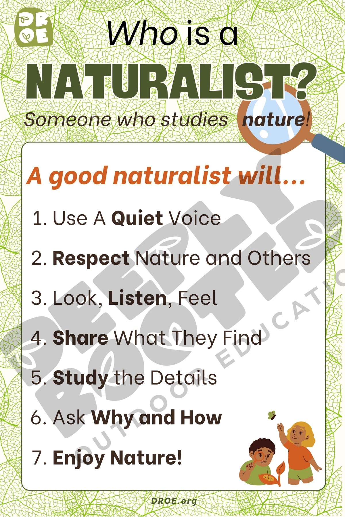 "A Naturalist Will" Educational Nature Rules Anchor Chart (24×36)